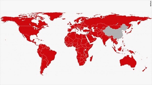 Netflix availability in red countries