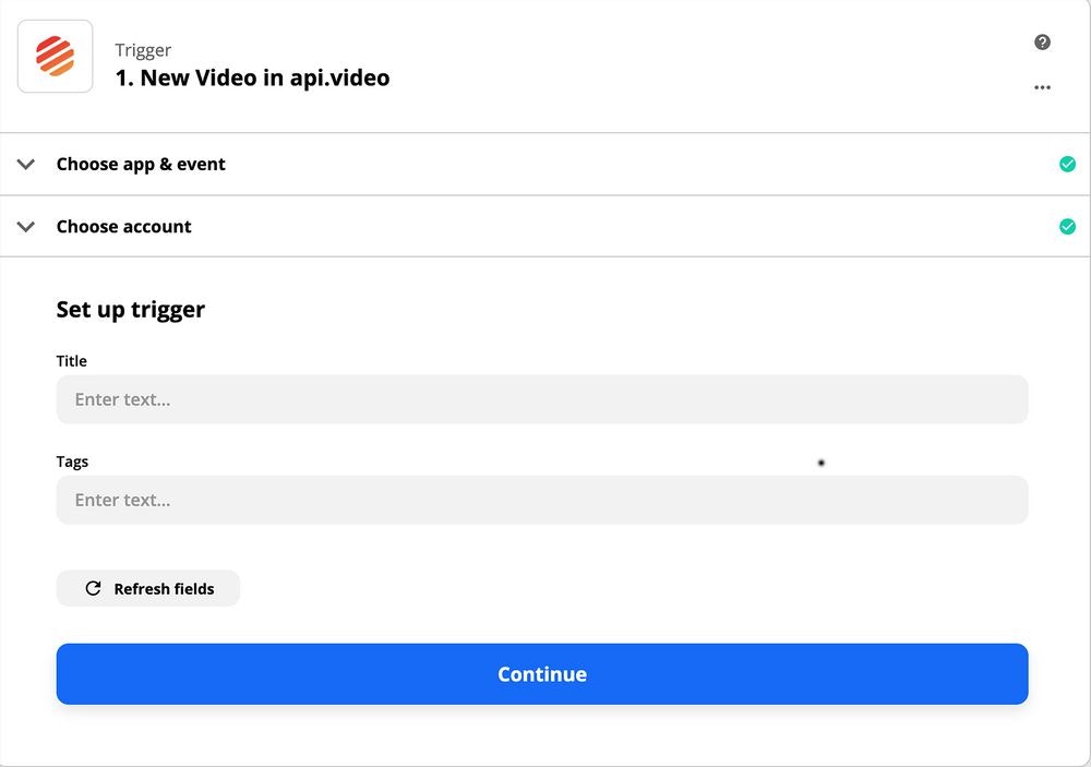 api.video, trigger event, zapier