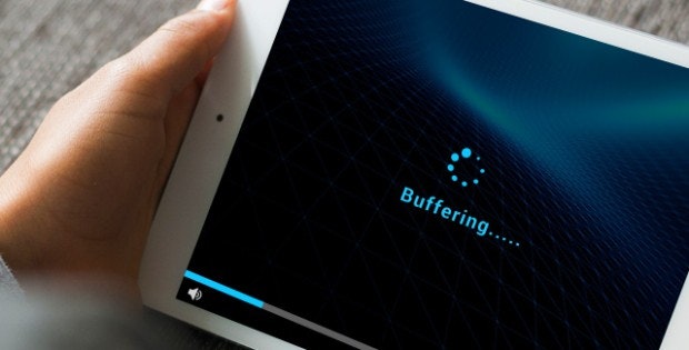 An image of an ipad buffering data.