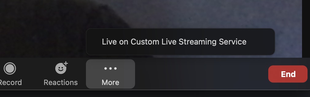 zoom call showing active livestream