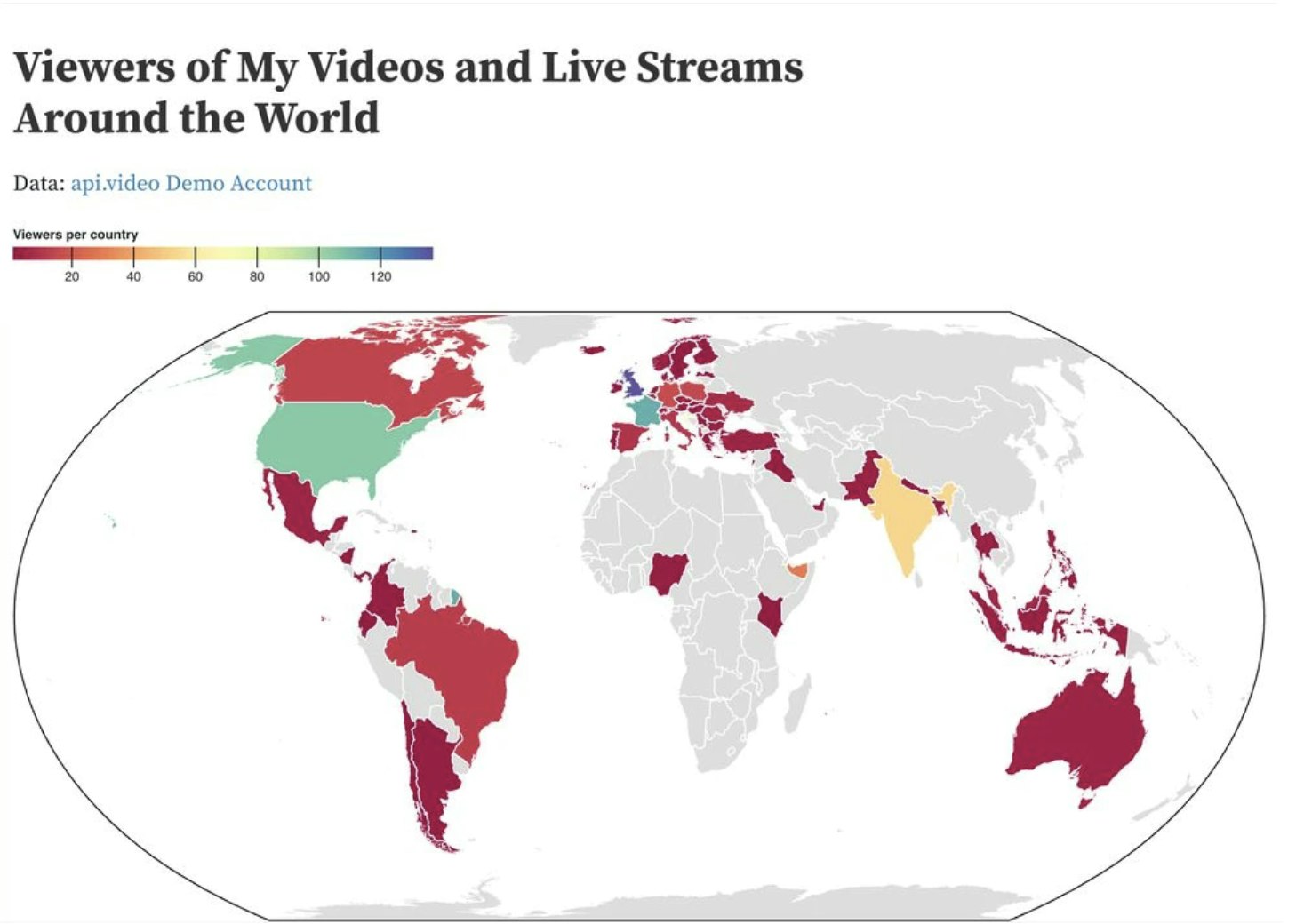 world map showing views