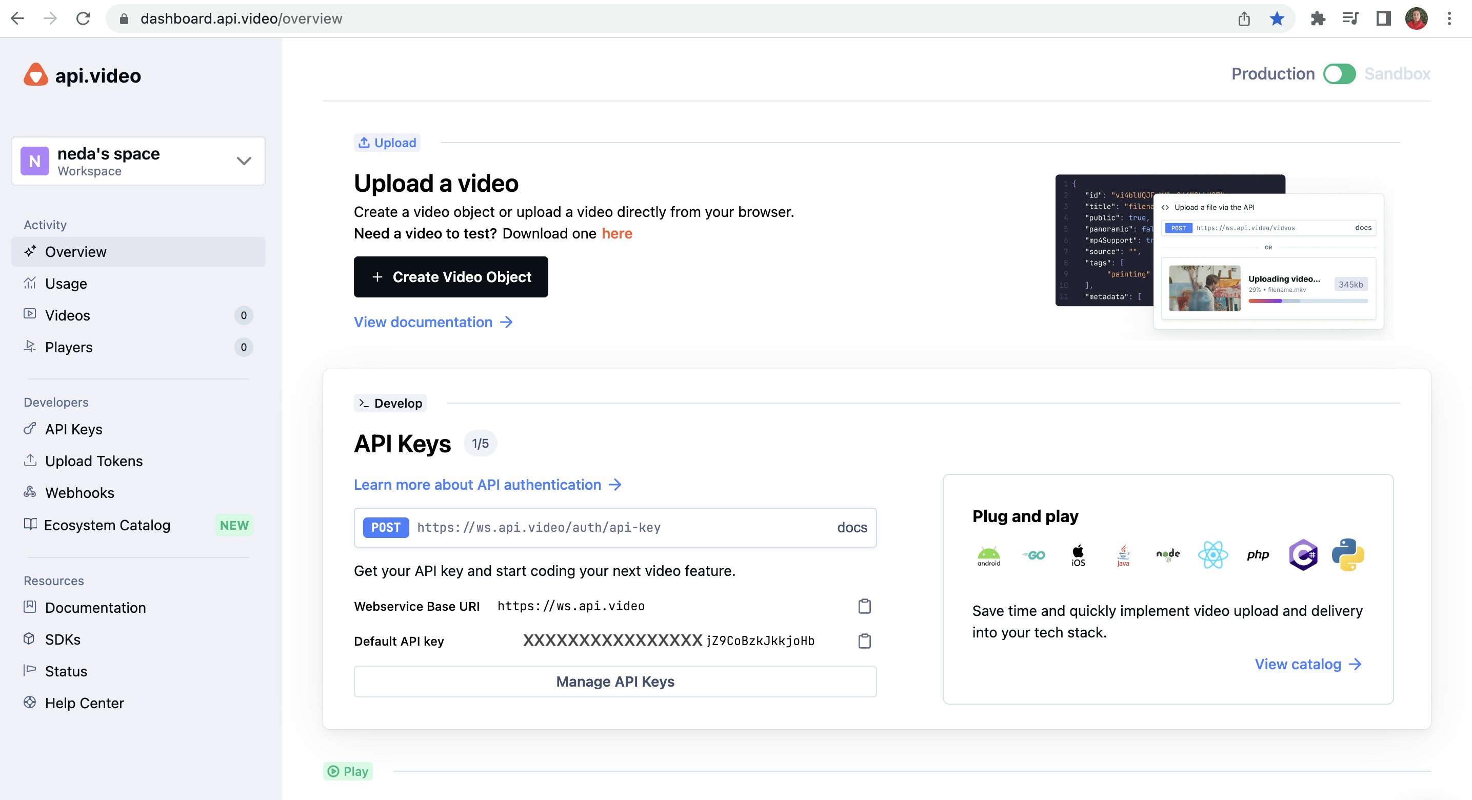 api-video-workspace-overview