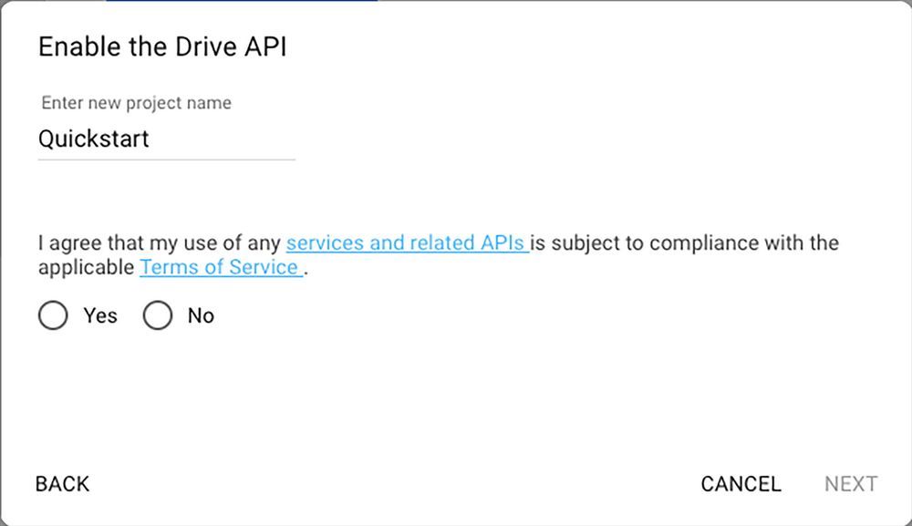 Enable the drive api