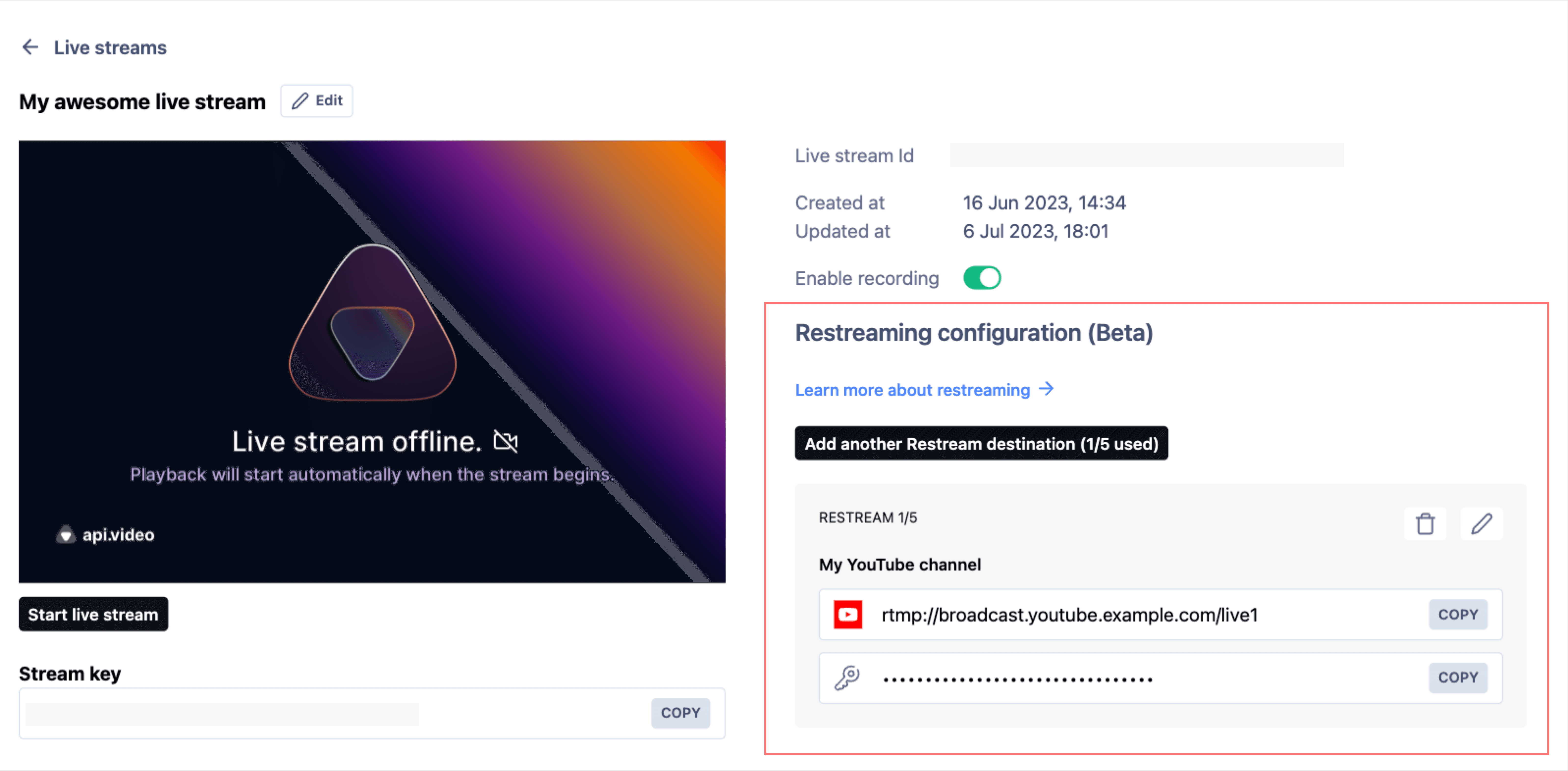 Restreaming with api.video