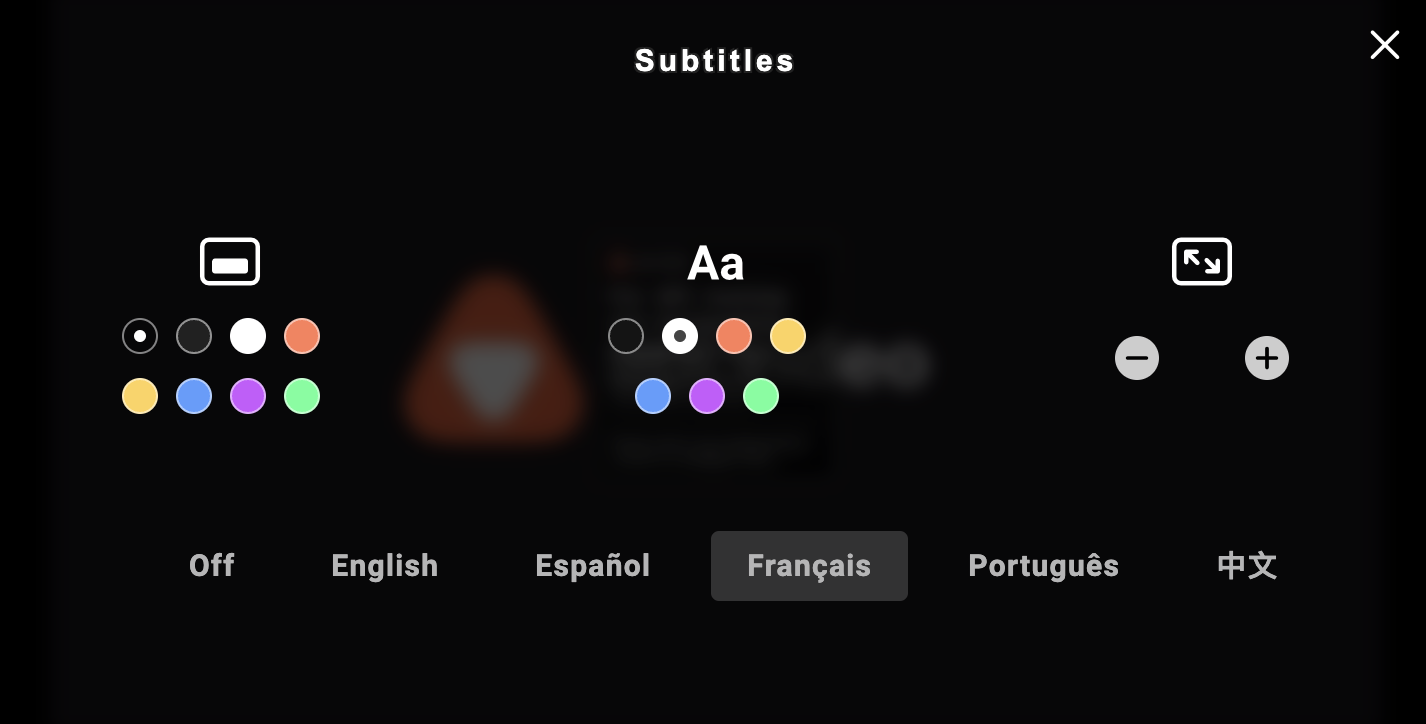 AI translation option in the player