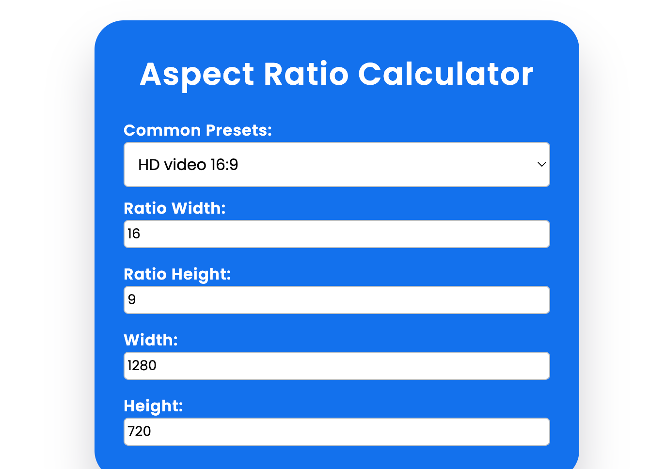 Aspect ratio calculator