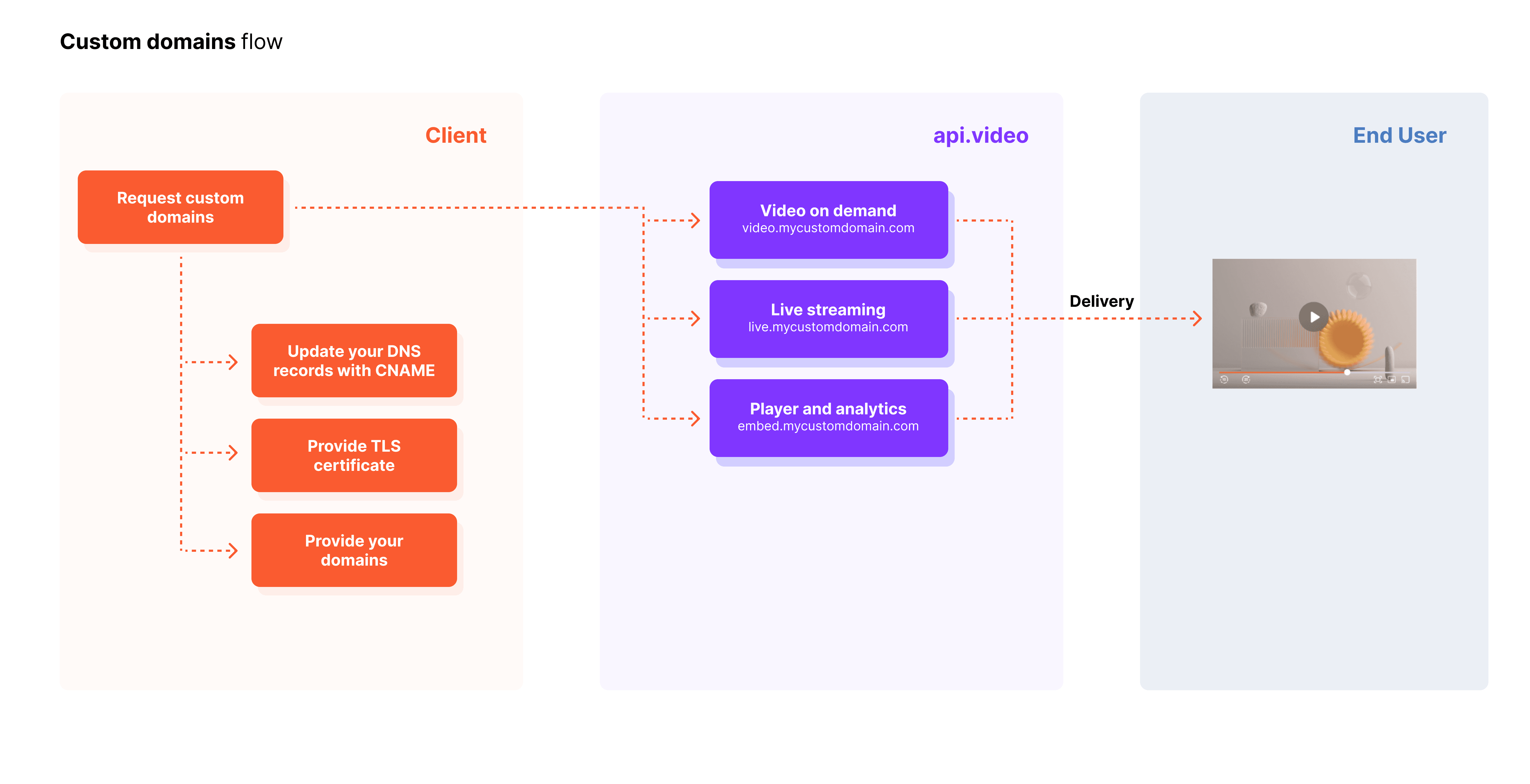api.video custom domains flow