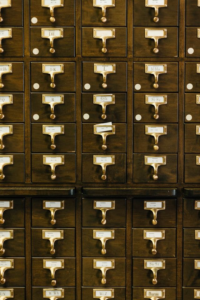 card catalogue drawers