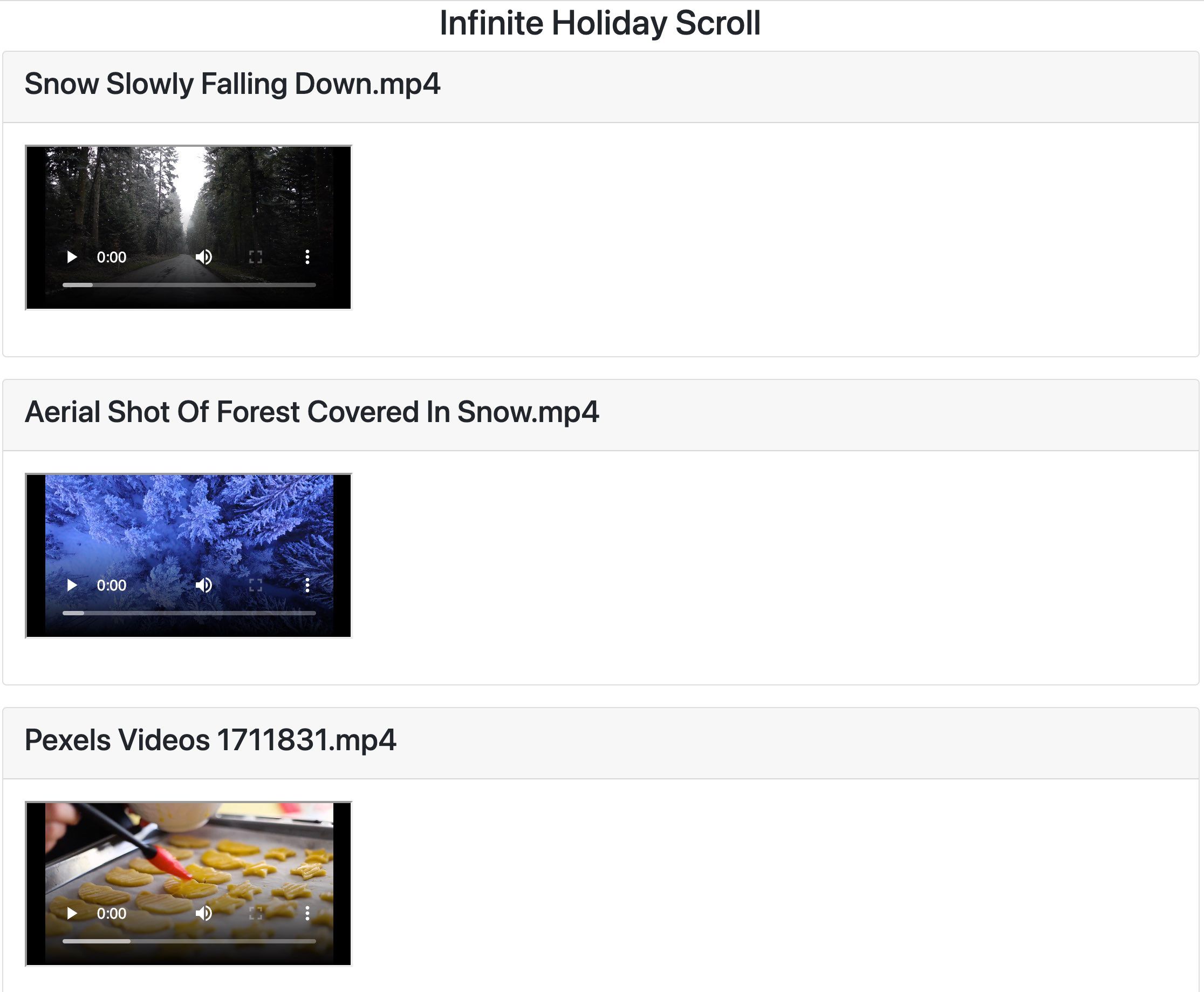 infinite scrolling videos