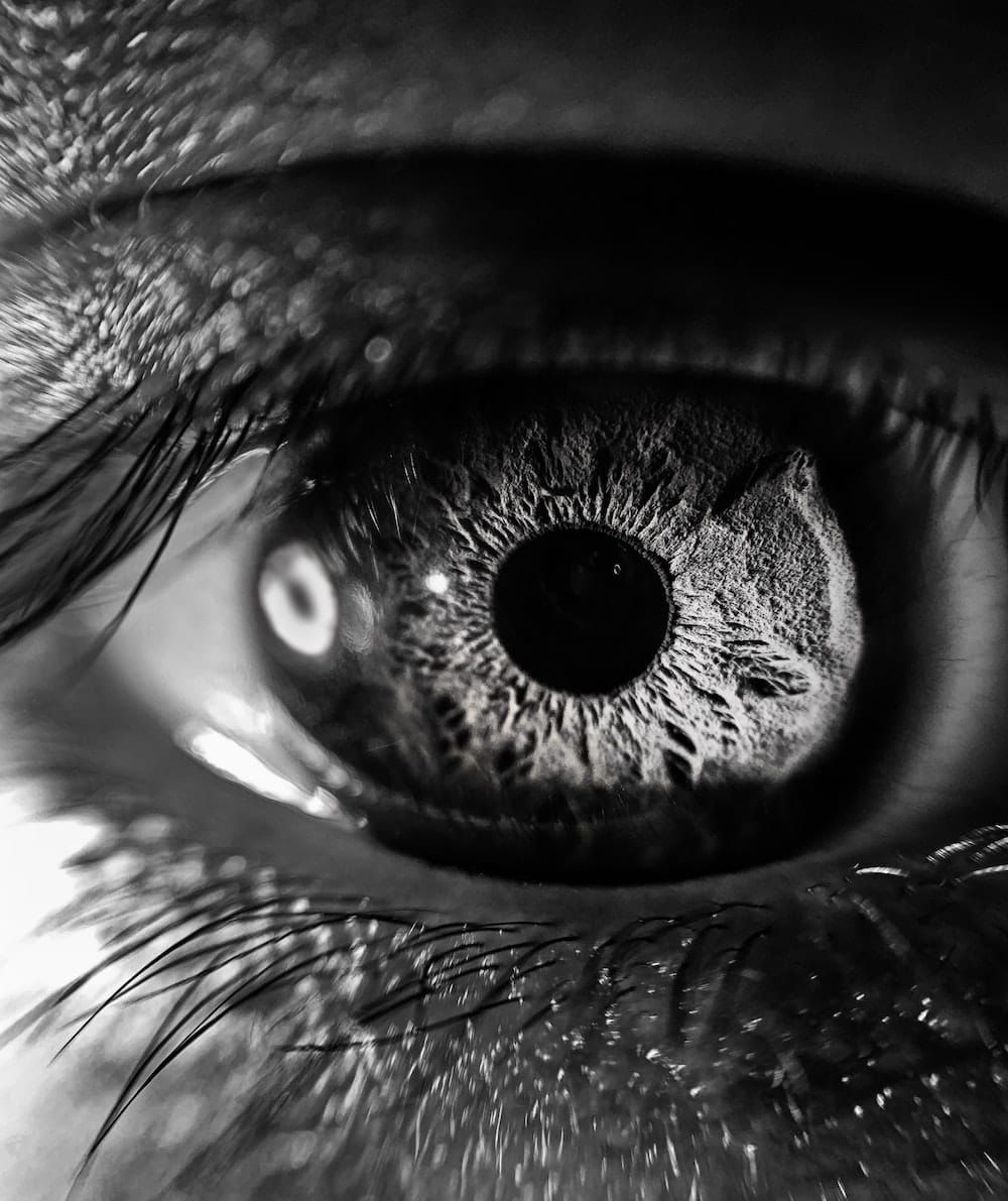 black and white picture of an eye