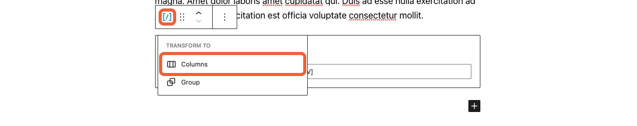 Transform the block to "columns"