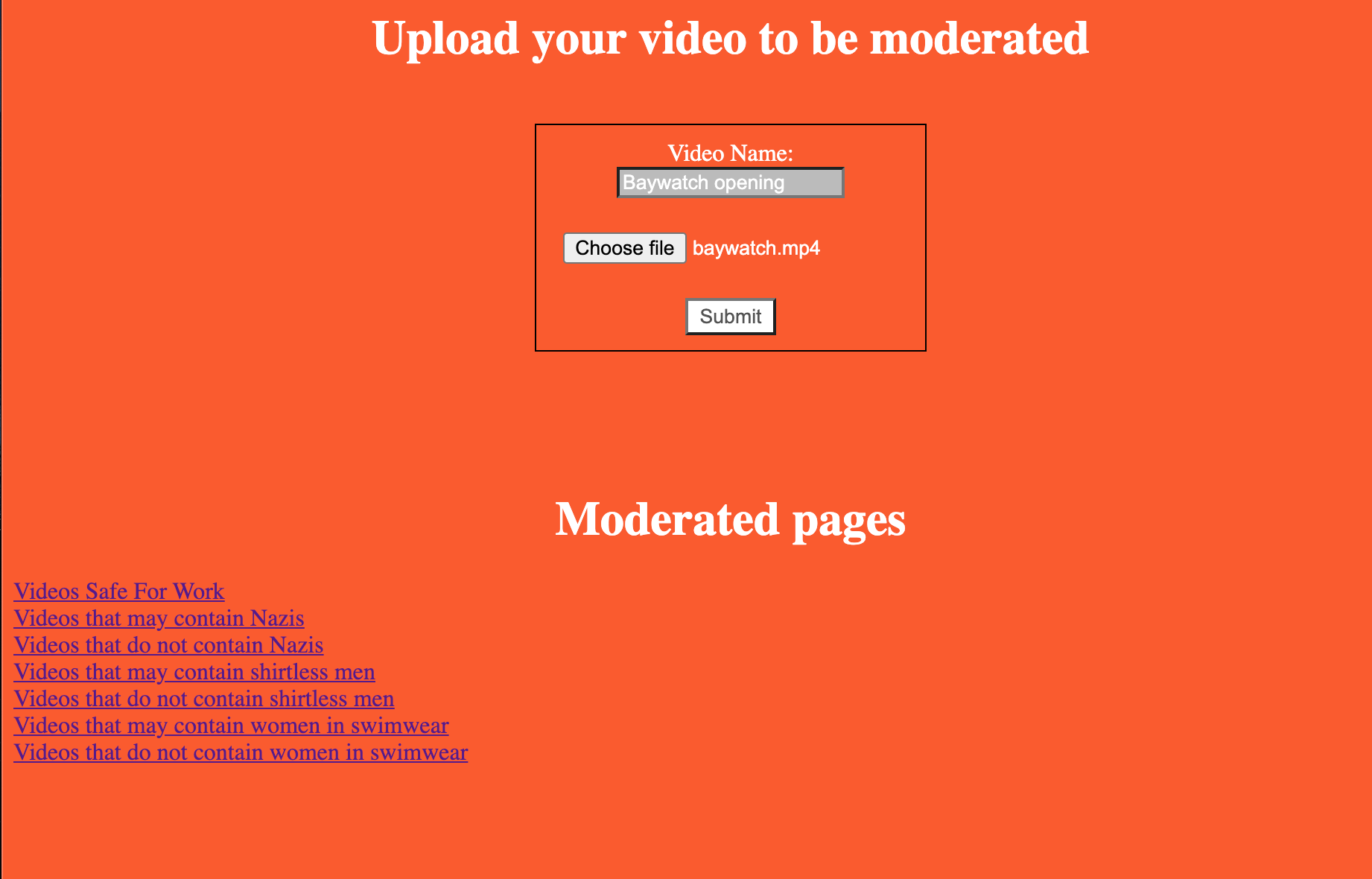 moderation landing page