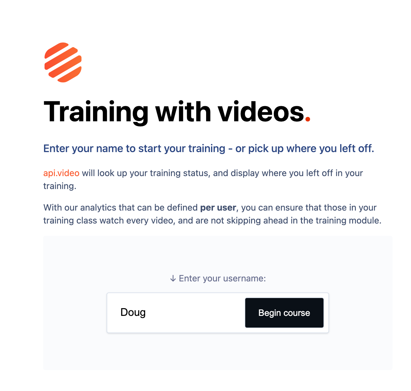 screenshot of training a video