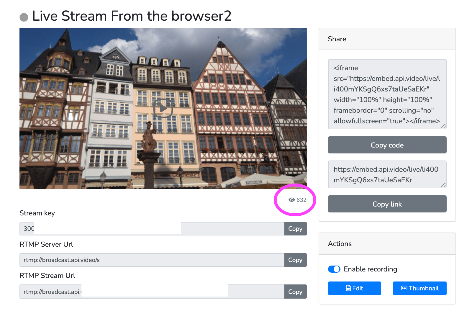 How to count total views of all  live streams in search